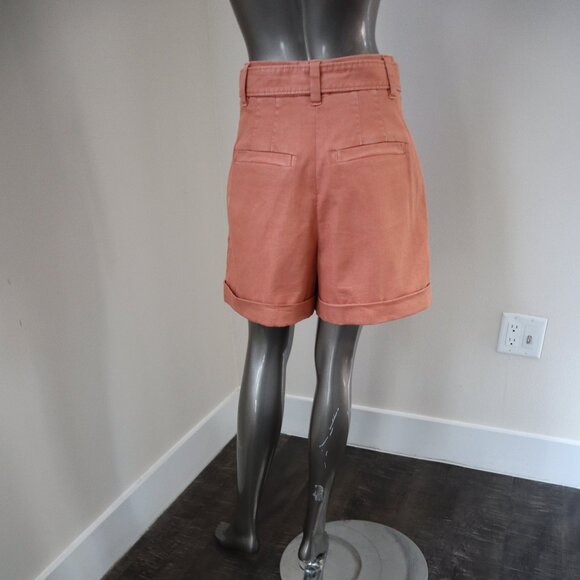 Brunello Cucinelli Shorts Monili Trim Belt Orange Cotton Blend Dyed Size 2 - Picture 7 of 9